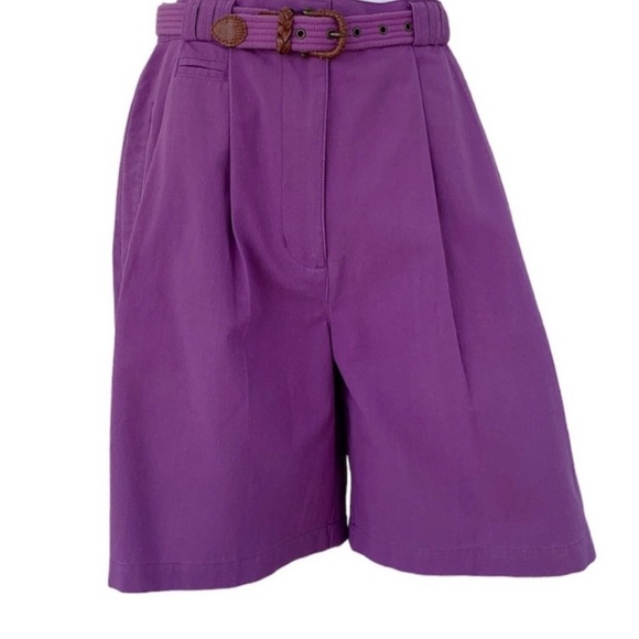 Vintage Karen Scott Purple High Waisted Mom
Shorts with Matching Belt - Picture 1 of 14